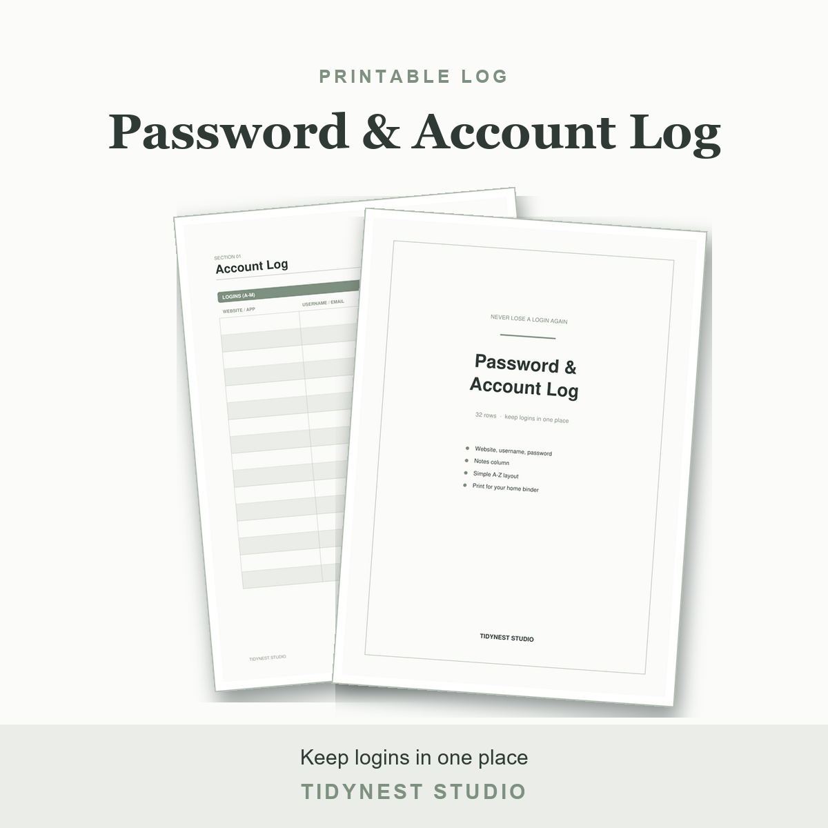 Password & Account Log